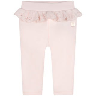 Apricot Sweatpants with Eyelet Ruffled Waist