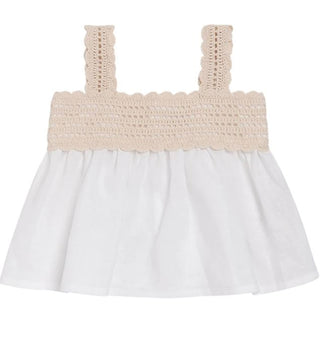 ILG Sand/White Crochet Detail Tank