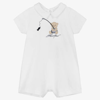 AJ White Bear Fishing Logo Romper