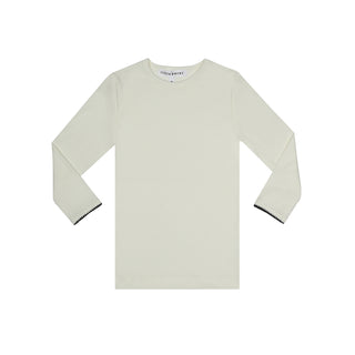 PAR Ivory Ribbed Tee w/Trim