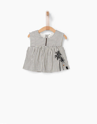 LA White&Grey Striped Linen Tank