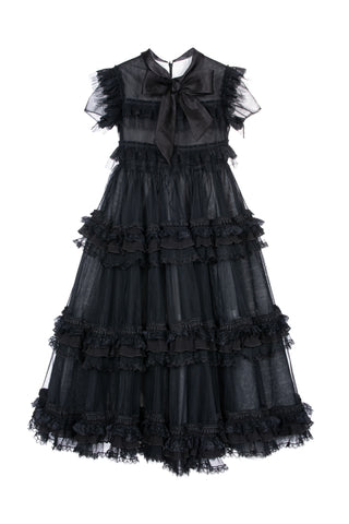 MCH Black Tiered Ruffle Gown