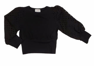 Mia Black Broderie Top