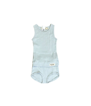 MAR Pale Blue Ribbed Bloomer Set