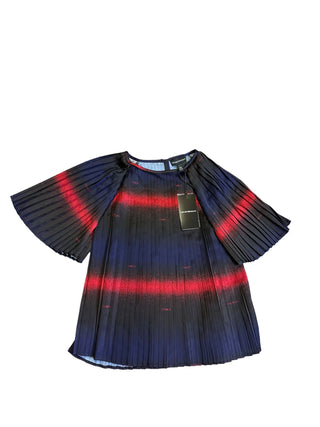 AJ Navy Red Pleated Blouse