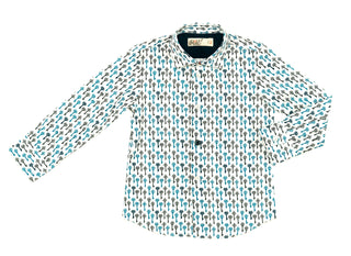 Teal/Grey Allover Keys Print Shirt