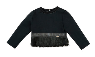 Neoprene Black Fringe Top