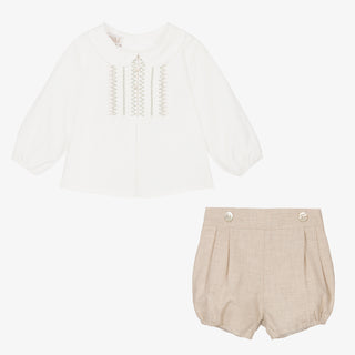 PR Arrulo Ivory/Beige Bloomer Outfit