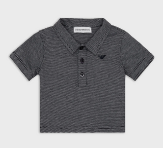 AJ Navy Stripe SS Baby Polo