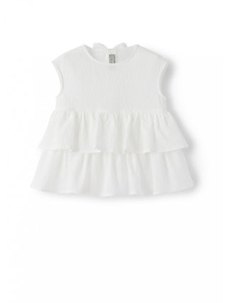 White Sleeveless Ruffle Blouse