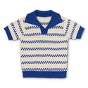 Blue and Cream Ames Polo Sweater