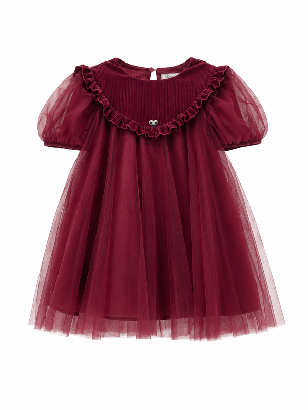 Plum Cord and Tulle Party Dress