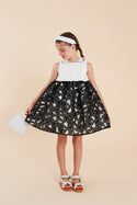 Black and White Floral Organza Dress
