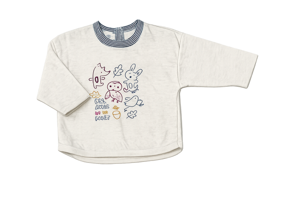 Oatmeal Animal Graphics Long Sleeve Tee
