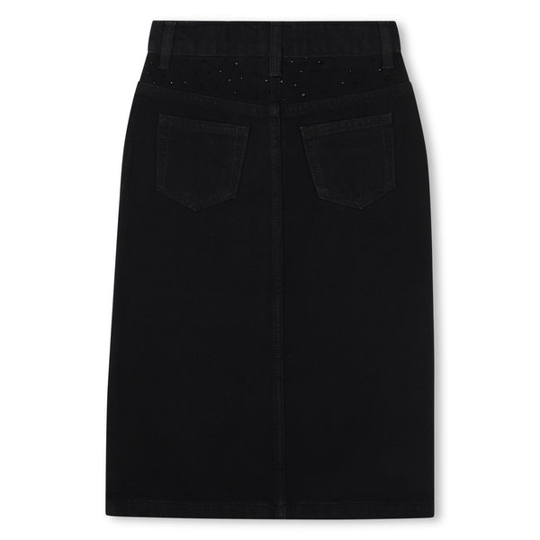 Black Denim Pocket Midi Skirt