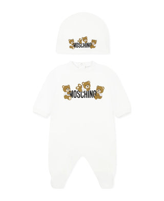 White Baby Three Bears Footie & Hat Gift Set