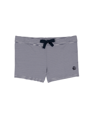 Navy and White Striped Swim Short