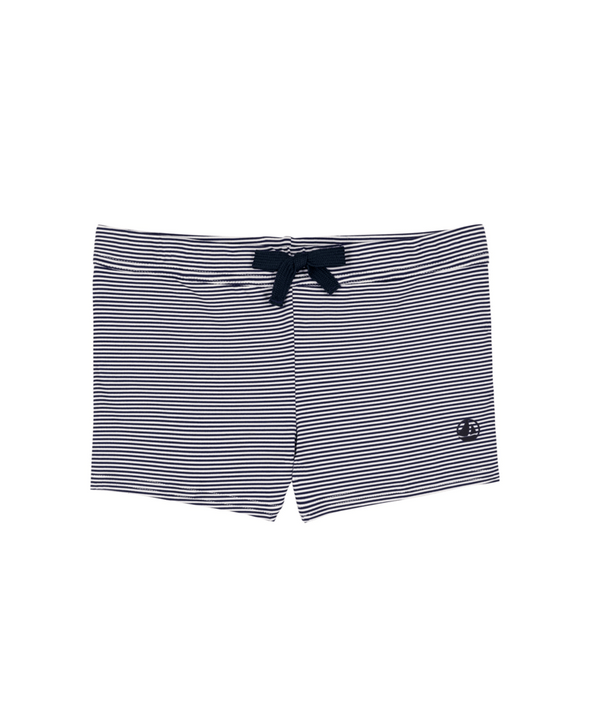 Navy and White Striped Swim Short