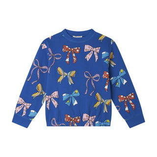 Blue Multicolor Bows Crewneck
