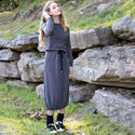 Grey Ribbed Maxi Skirt