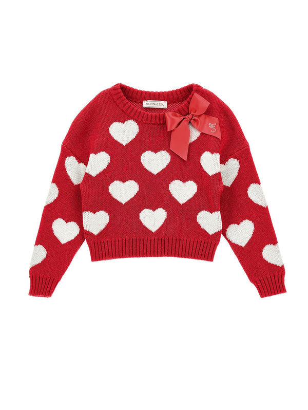 Red and White Heart Sweater