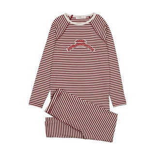 Raspberry and Cream Striped Crew Pajamas