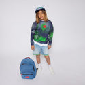 Navy and Green Tie Dye Print Crewneck