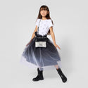 White and Black Ceremony Gradient Tulle Skirt