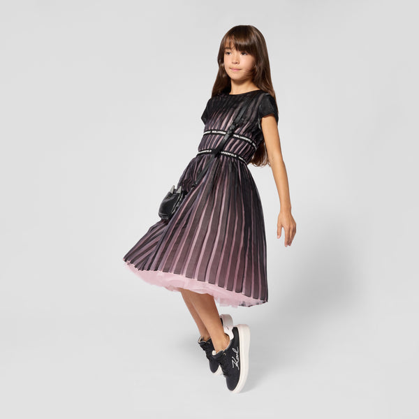 Black and Pink Pleated Ceremony Dress