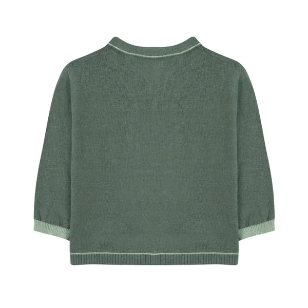 Green Little Boys Trim Cardigan