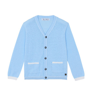 Blue Big Boys White Trim Cardigan