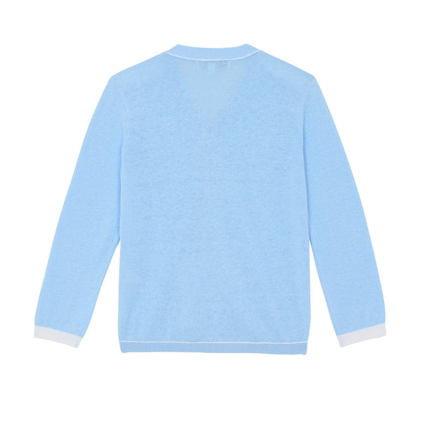 Blue Big Boys White Trim Cardigan