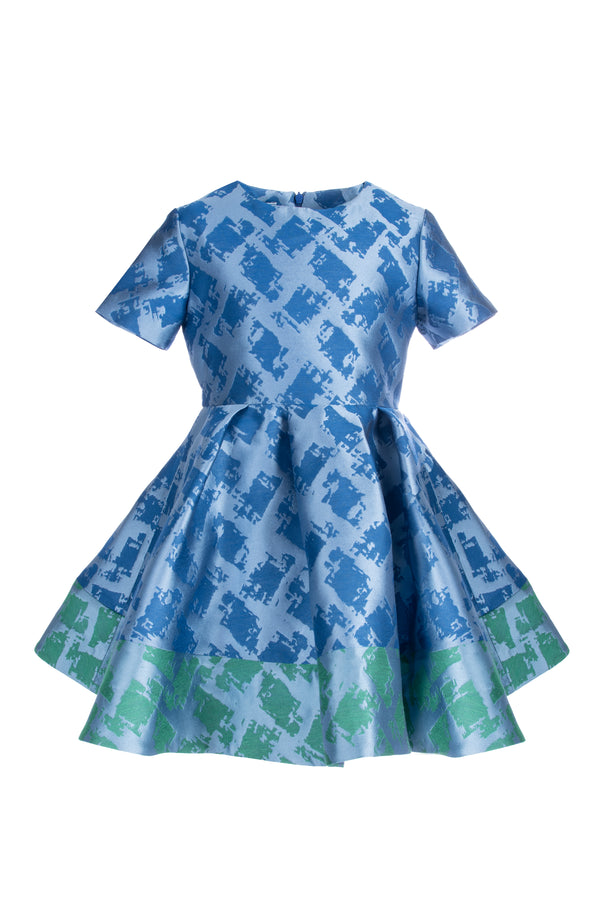 Blue with Green Woven Dressy Dress 6 Blue with Green Woven Dressy Dress 6