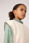 White with Navy Trim Knit Sweater Vest