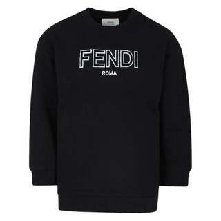 Black Long Sleeves Fuzzy Logo Sweatshirt