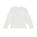 White with Yellow and Pink Floral Embroidered Sweater