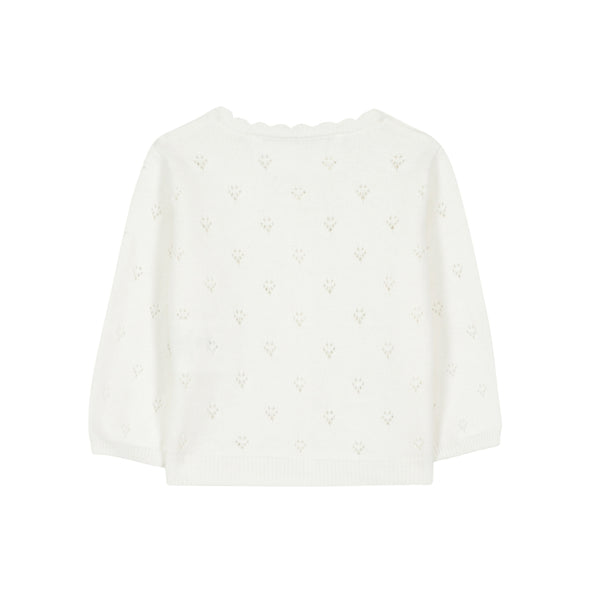 White Baby Open Stitch Cardigan