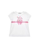 White Tee with Flowers and Bow