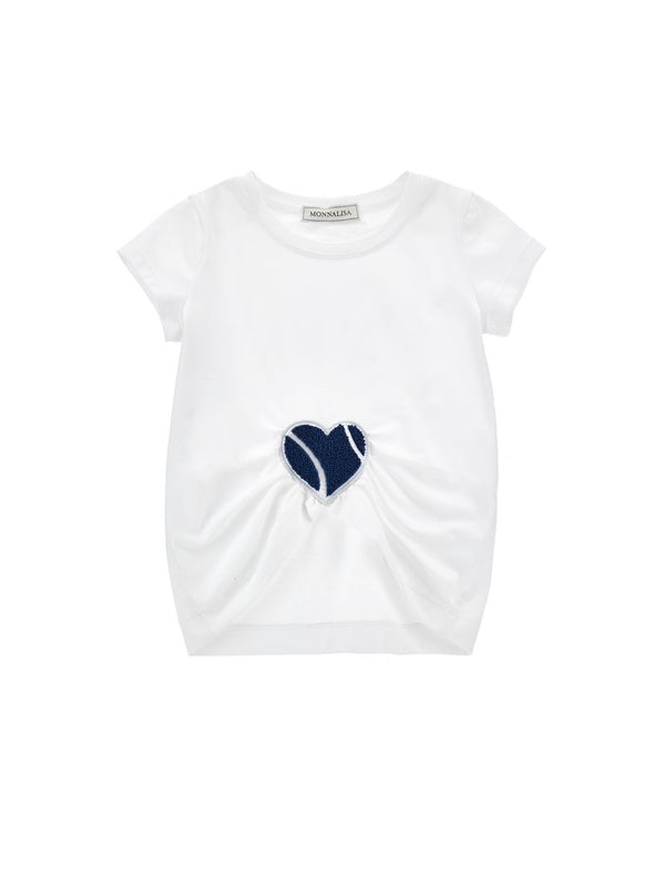 White with Navy Tennis Heart Gathering Tee