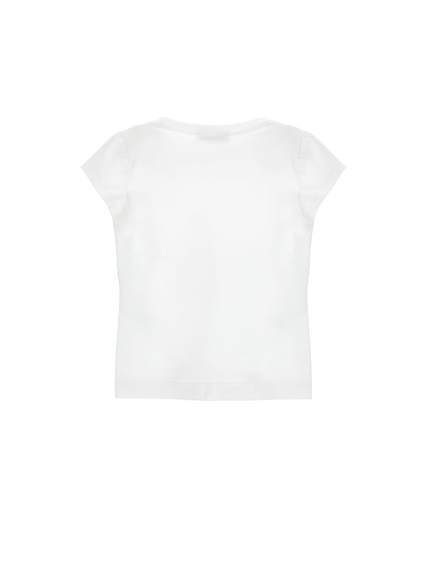 White Floral Gingham Bow Tee