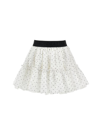 White and Black Polka Dot Skirt