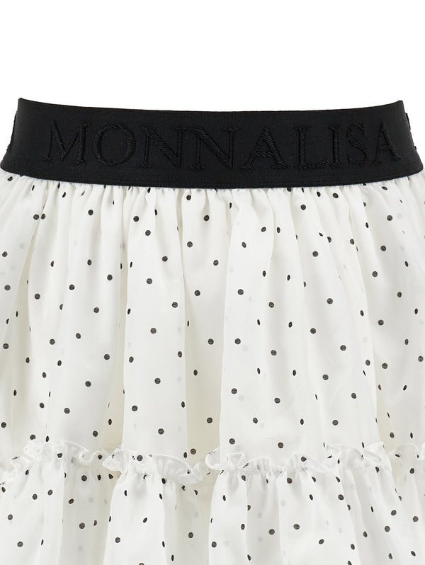 White and Black Polka Dot Skirt