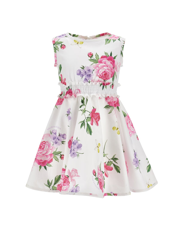 White Floral Poplin Dress