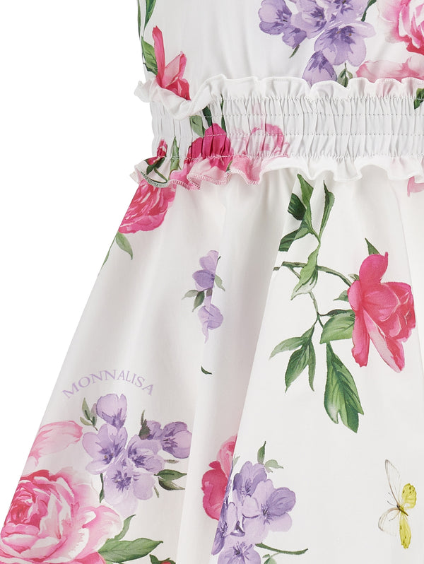 White Floral Poplin Dress