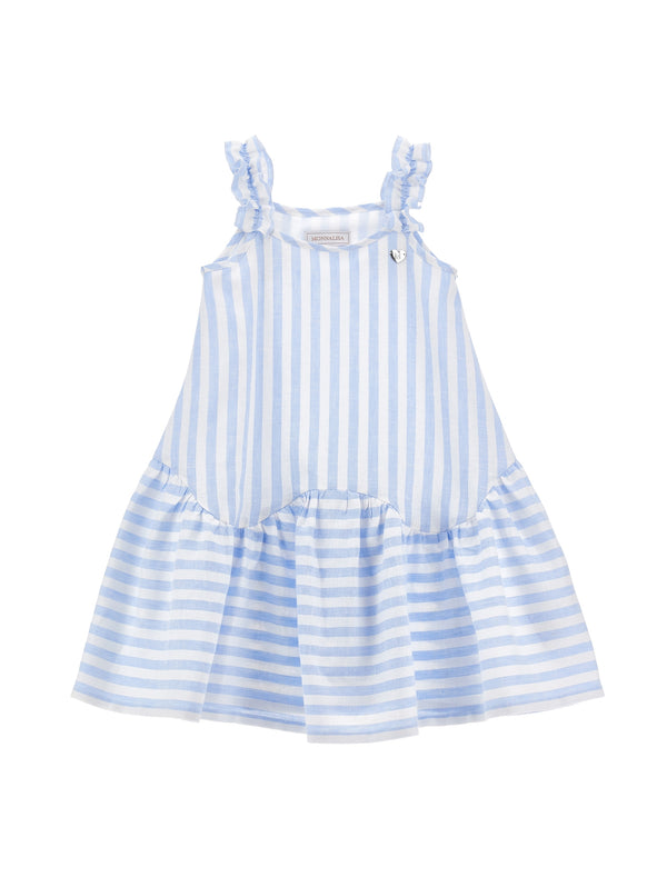 White and Blue Striped Linen Dress