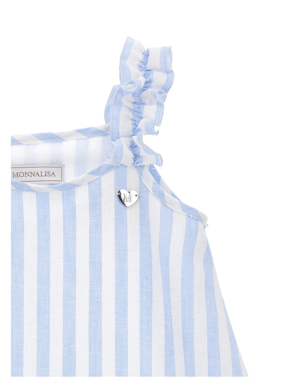 White and Blue Striped Linen Dress