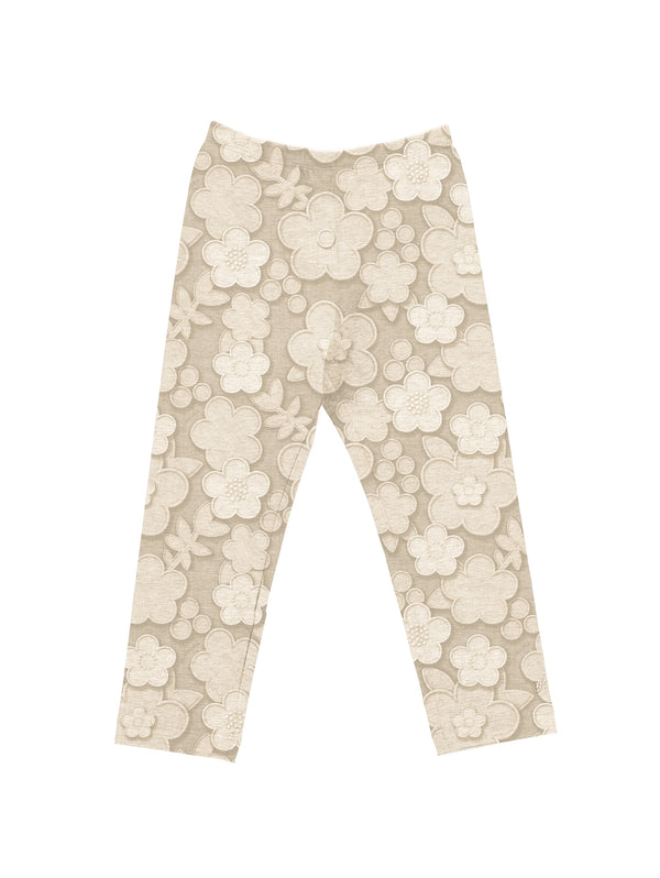 Beige Floral Printed Legging
