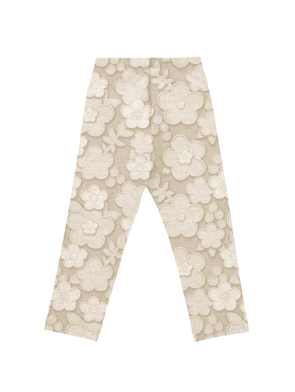 Beige Floral Printed Legging