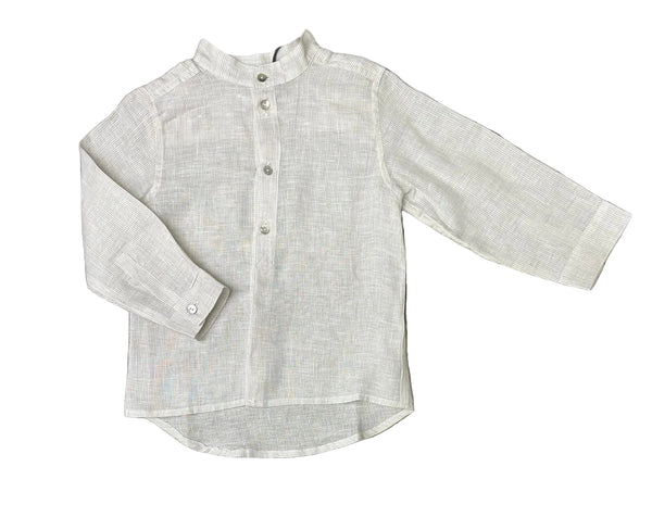 Beige Thin Line Linen New Clod Shirt