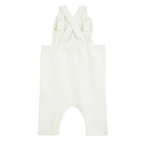 Cream Baby Knit Overalls